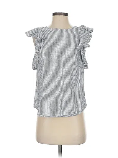 Pre-owned Jcrew Short Sleeve Top Gray Ruffles Neckline Tops