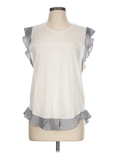 Pre-owned Jcrew Short Sleeve Top Gray Ruffles Neckline Tops