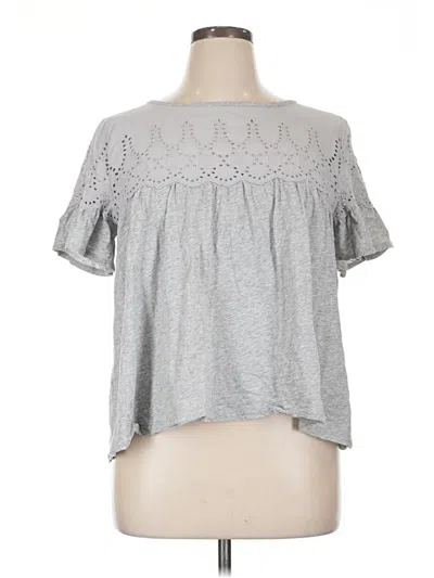 Pre-owned Jcrew Short Sleeve Top Gray Sweetheart Neckline Tops