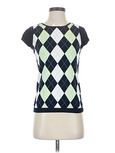 Pre-owned Jcrew Short Sleeve Top Green Argyle Pattern Tops