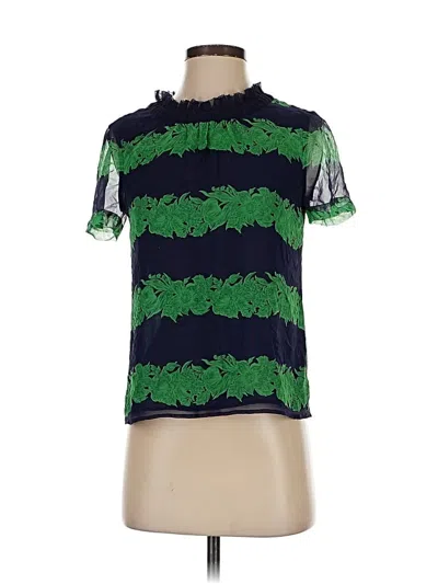 Pre-owned Jcrew Short Sleeve Top Green Mock Neckline Tops