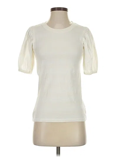 Pre-owned Jcrew Short Sleeve Top Ivory Boatneck Tops In White