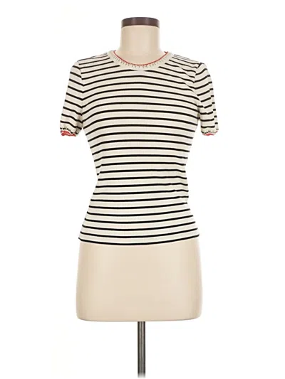 Pre-owned Jcrew Short Sleeve Top Ivory Boatneck Tops In White