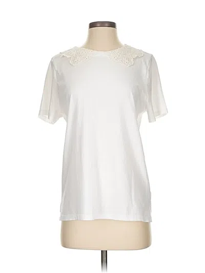 Pre-owned Jcrew Short Sleeve Top Ivory Crew Neck Tops In White