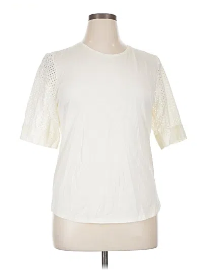 Pre-owned Jcrew Short Sleeve Top Ivory Crew Neck Tops In White