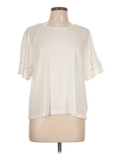 Pre-owned Jcrew Short Sleeve Top Ivory Crew Neck Tops In White