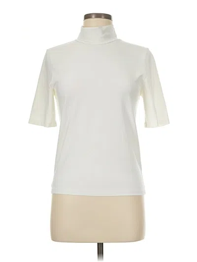 Pre-owned Jcrew Short Sleeve Top Ivory High Neck Tops In White