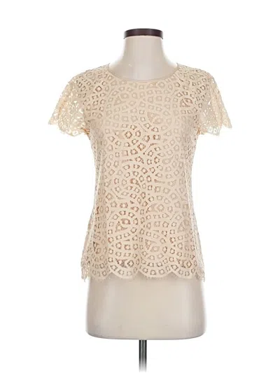 Pre-owned Jcrew Short Sleeve Top Ivory Keyhole Neckline Tops In White