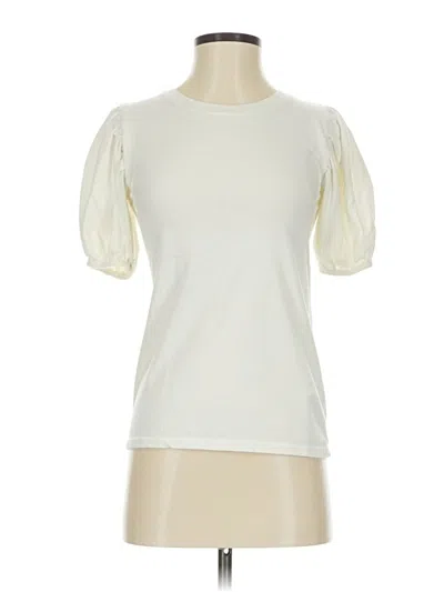 Pre-owned Jcrew Short Sleeve Top Ivory Mock Neckline Tops In White