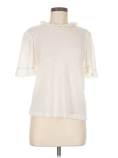 Pre-owned Jcrew Short Sleeve Top Ivory Mock Neckline Tops In White