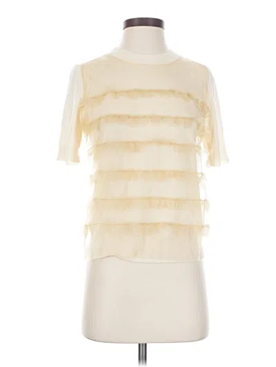 Pre-owned Jcrew Short Sleeve Top Ivory Ruffles Neckline Tops