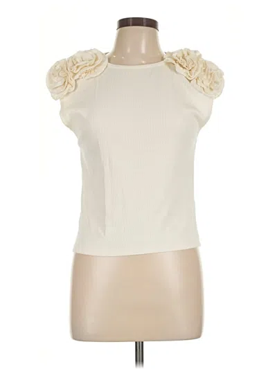 Pre-owned Jcrew Short Sleeve Top Ivory Ruffles Neckline Tops