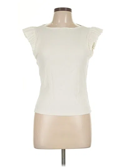 Pre-owned Jcrew Short Sleeve Top Ivory Ruffles Neckline Tops In White