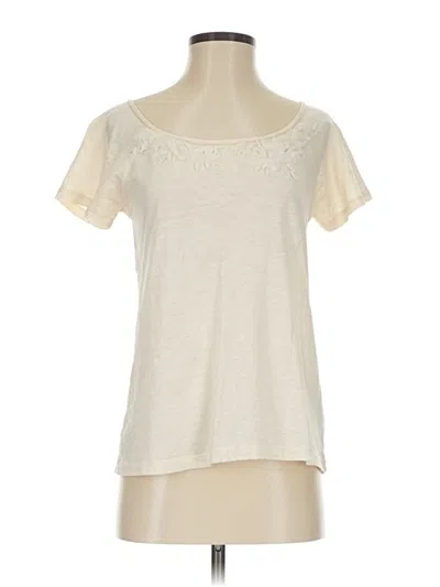 Pre-owned Jcrew Short Sleeve Top Ivory Scoop Neck Tops In White