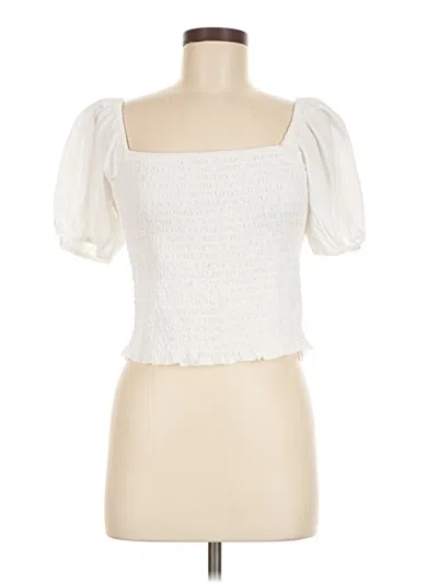 Pre-owned Jcrew Short Sleeve Top Ivory Square Neckline Tops In White