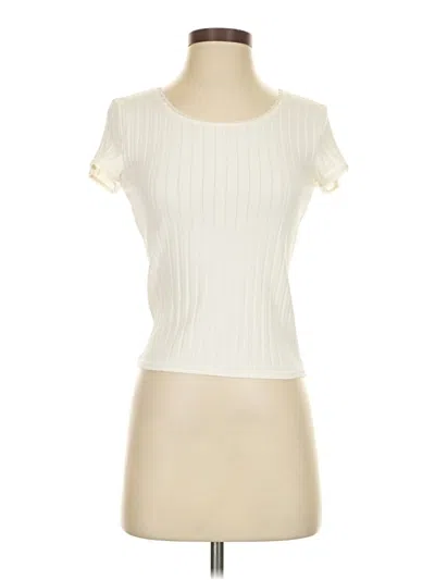 Pre-owned Jcrew Short Sleeve Top Ivory Sweetheart Neckline Tops In White