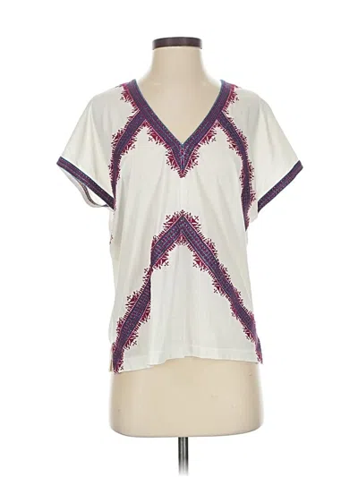 Pre-owned Jcrew Short Sleeve Top Ivory V Neck Tops In White