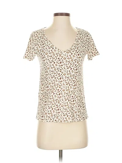 Pre-owned Jcrew Short Sleeve Top Ivory V Neck Tops In White