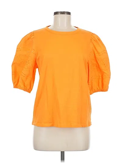 Pre-owned Jcrew Short Sleeve Top Orange Mock Neckline Tops