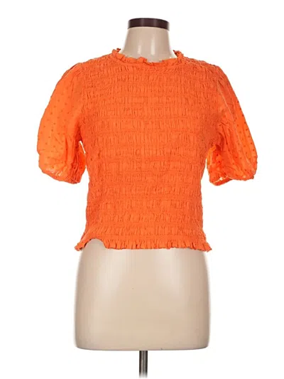 Pre-owned Jcrew Short Sleeve Top Orange Mock Neckline Tops