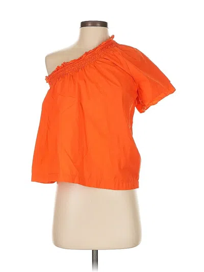 Pre-owned Jcrew Short Sleeve Top Orange One Shoulder Neckline Tops