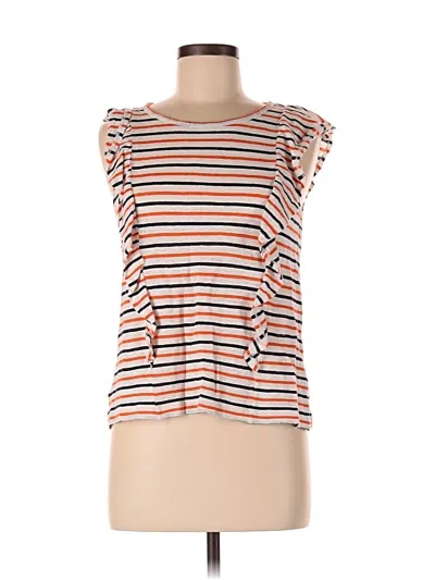 Pre-owned Jcrew Short Sleeve Top Orange Ruffles Neckline Tops