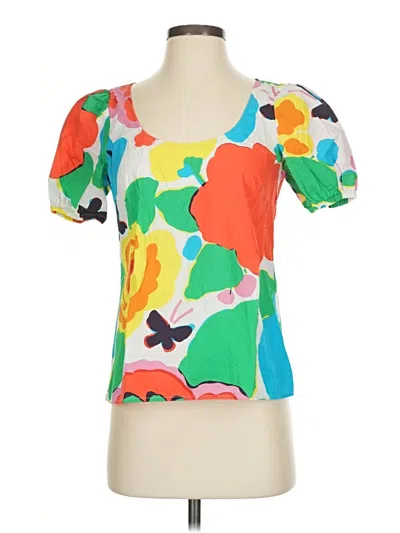 Pre-owned Jcrew Short Sleeve Top Orange Sweetheart Neckline Tops