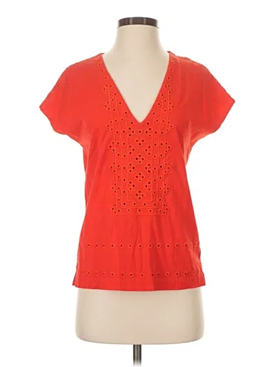 Pre-owned Jcrew Short Sleeve Top Orange V-neck Tops