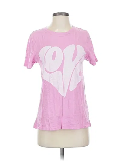 Pre-owned Jcrew Short Sleeve Top Pink Hearts Pattern Sweetheart Neckline Tops