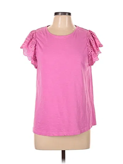 Pre-owned Jcrew Short Sleeve Top Pink Ruffles Neckline Tops