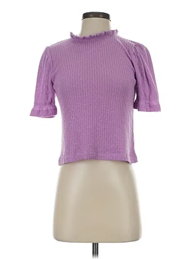 Pre-owned Jcrew Short Sleeve Top Purple Turtleneck Tops