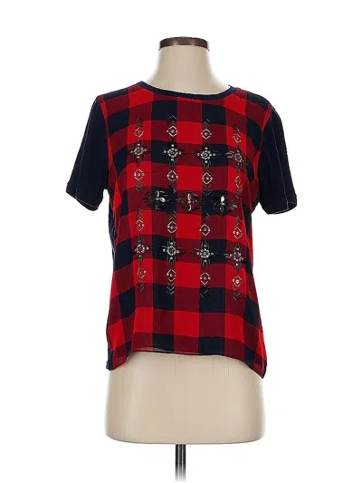 Pre-owned Jcrew Short Sleeve Top Red Square Neckline Tops