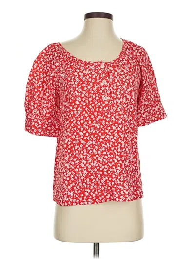 Pre-owned Jcrew Short Sleeve Top Red Square Neckline Tops
