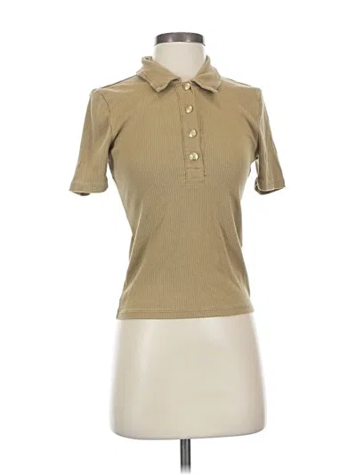 Pre-owned Jcrew Short Sleeve Top Tan Collared Neckline Tops In Brown
