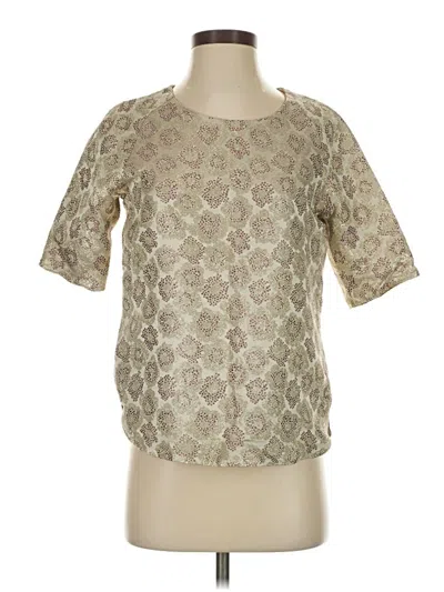 Pre-owned Jcrew Short Sleeve Top Tan Crew Neck Tops In Brown