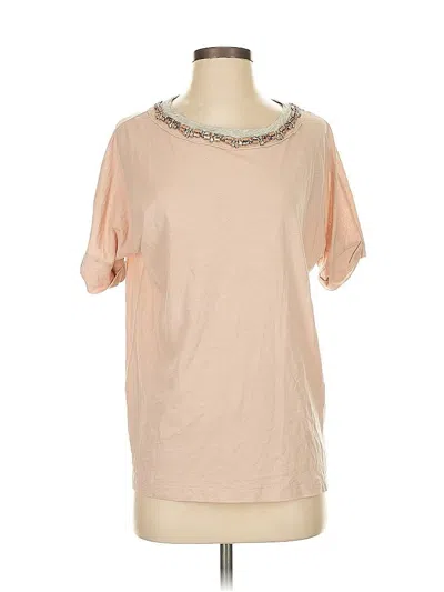 Pre-owned Jcrew Short Sleeve Top Tan Scoop Neck Tops In Brown