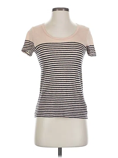 Pre-owned Jcrew Short Sleeve Top Tan Scoop Neck Tops In Brown