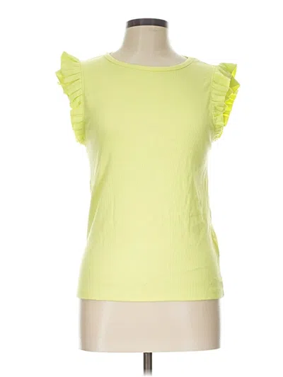 Pre-owned Jcrew Short Sleeve Top Yellow Ruffles Neckline Tops