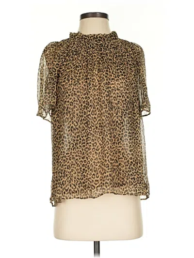 Pre-owned Jcrew Short Sleeve Turtleneck In Brown