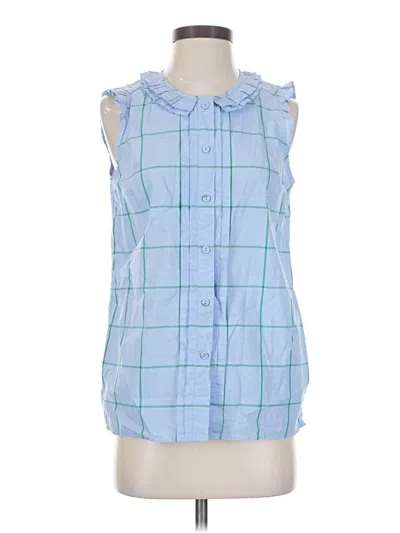 Pre-owned Jcrew Sleeveless Button Down Shirt In Blue