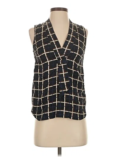 Pre-owned Jcrew Sleeveless Silk Top Black Plunge Neckline Tops