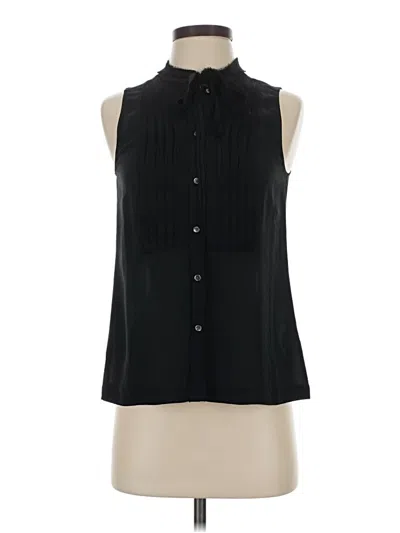 Pre-owned Jcrew Sleeveless Silk Top Black Tie Neck Tops