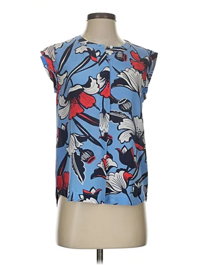 Pre-owned Jcrew Sleeveless Silk Top Blue Boatneck Tops