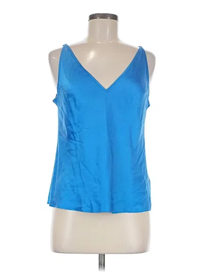 Pre-owned Jcrew Sleeveless Silk Top Blue Plunge Neckline Tops