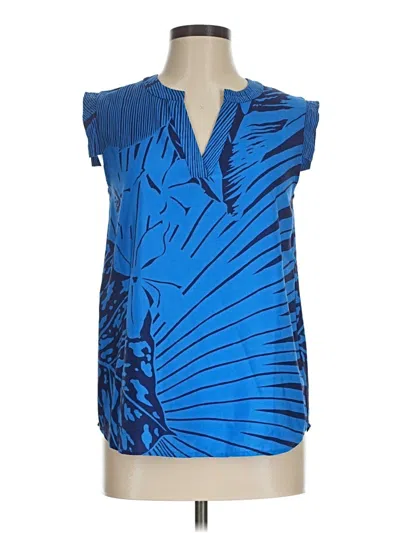 Pre-owned Jcrew Sleeveless Silk Top Blue V Neck Tops