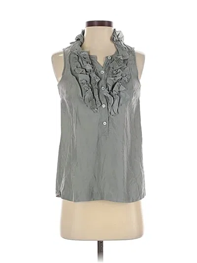 Pre-owned Jcrew Sleeveless Silk Top Gray Ruffles Neckline Tops