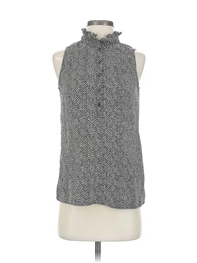 Pre-owned Jcrew Sleeveless Silk Top Gray Tweed Pattern High Neck Tops