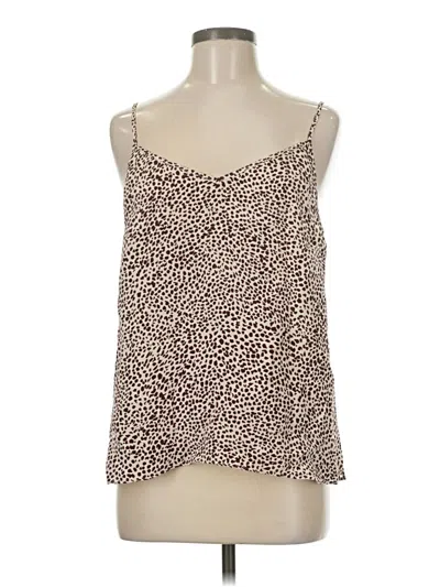 Pre-owned Jcrew Sleeveless Silk Top Ivory Animal Print Pattern V-neck Tops In White