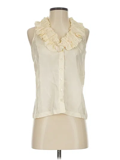 Pre-owned Jcrew Sleeveless Silk Top Ivory Ruffles Neckline Tops