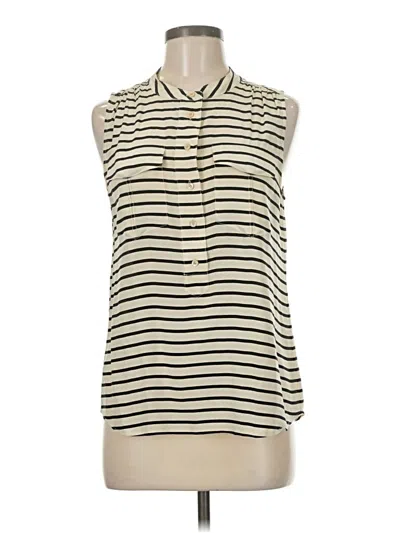 Pre-owned Jcrew Sleeveless Silk Top Ivory Stripes Pattern Cowl Neck Tops In White